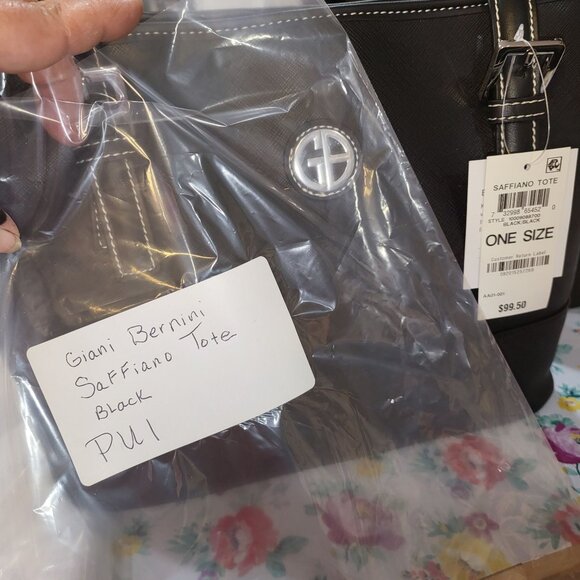 Giani Bernini Black Leather Tote Bag - Organizer Pockets & Smartphone Pocket MSR - Picture 8 of 8